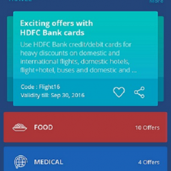 Mobile app to show offers on Card in geo-fencing